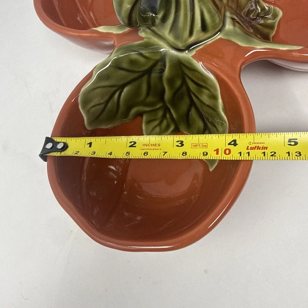Better Homes Garden Heritage Stoneware Pumpkin Fall Harvest 3 Bowl Candy Dish